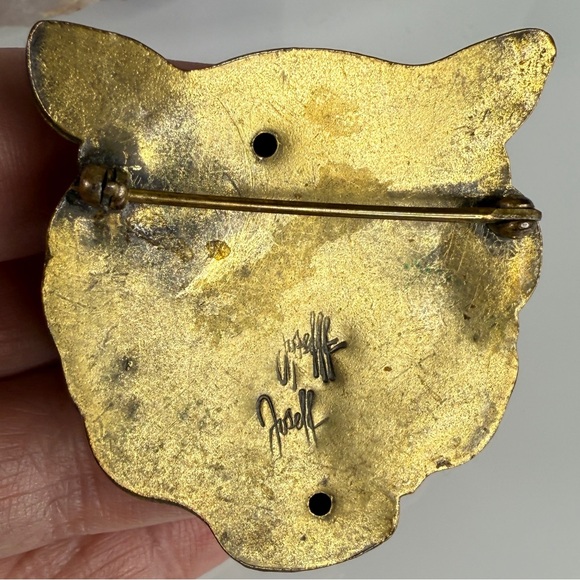 Vintage Joseff of Hollywood Tiger Head Repoussé Brooch - Picture 11 of 15